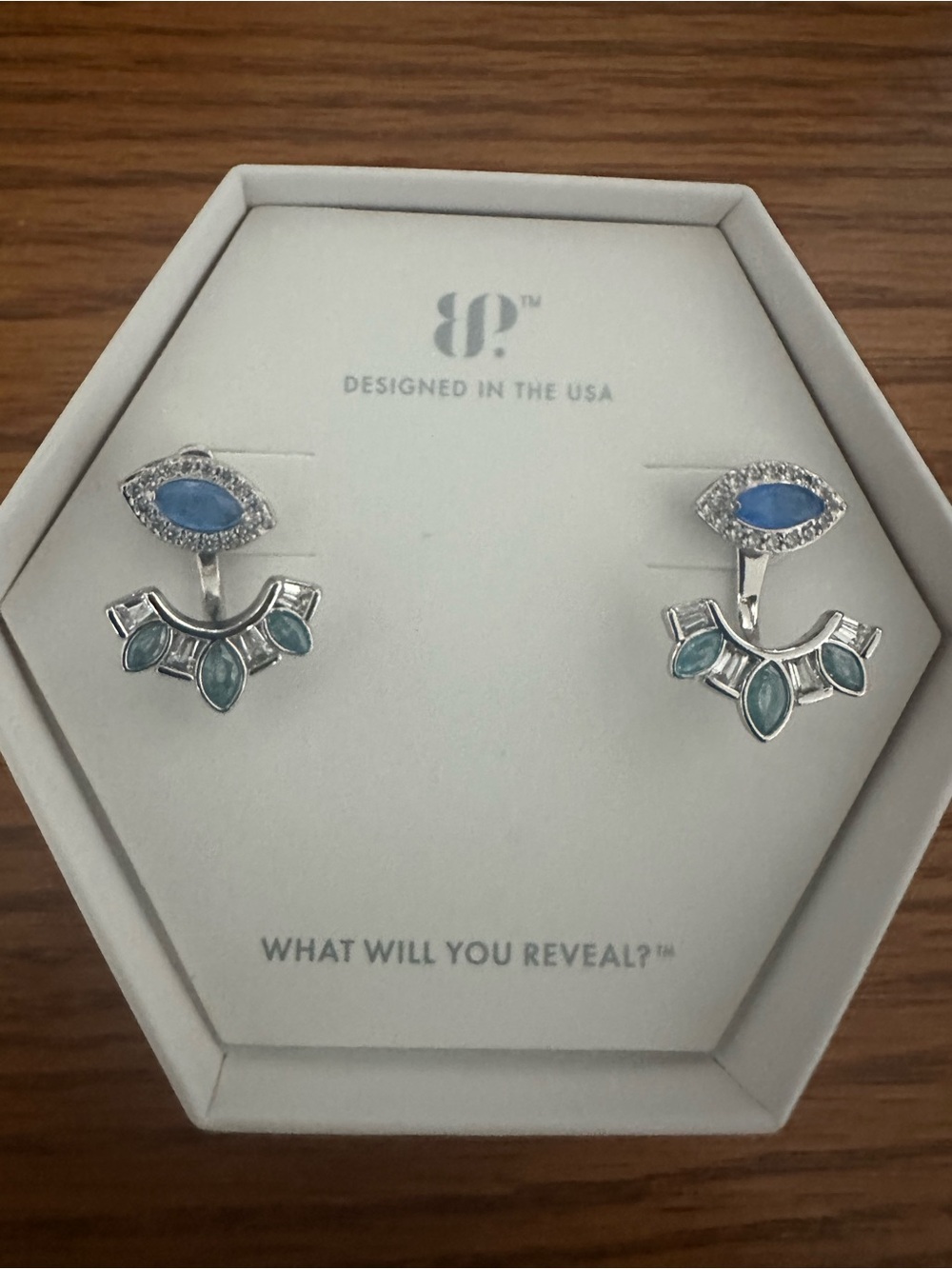 UNICORN ALERT!!! Blue and Teal Double-Stud Ear Jackets by Bomb Party